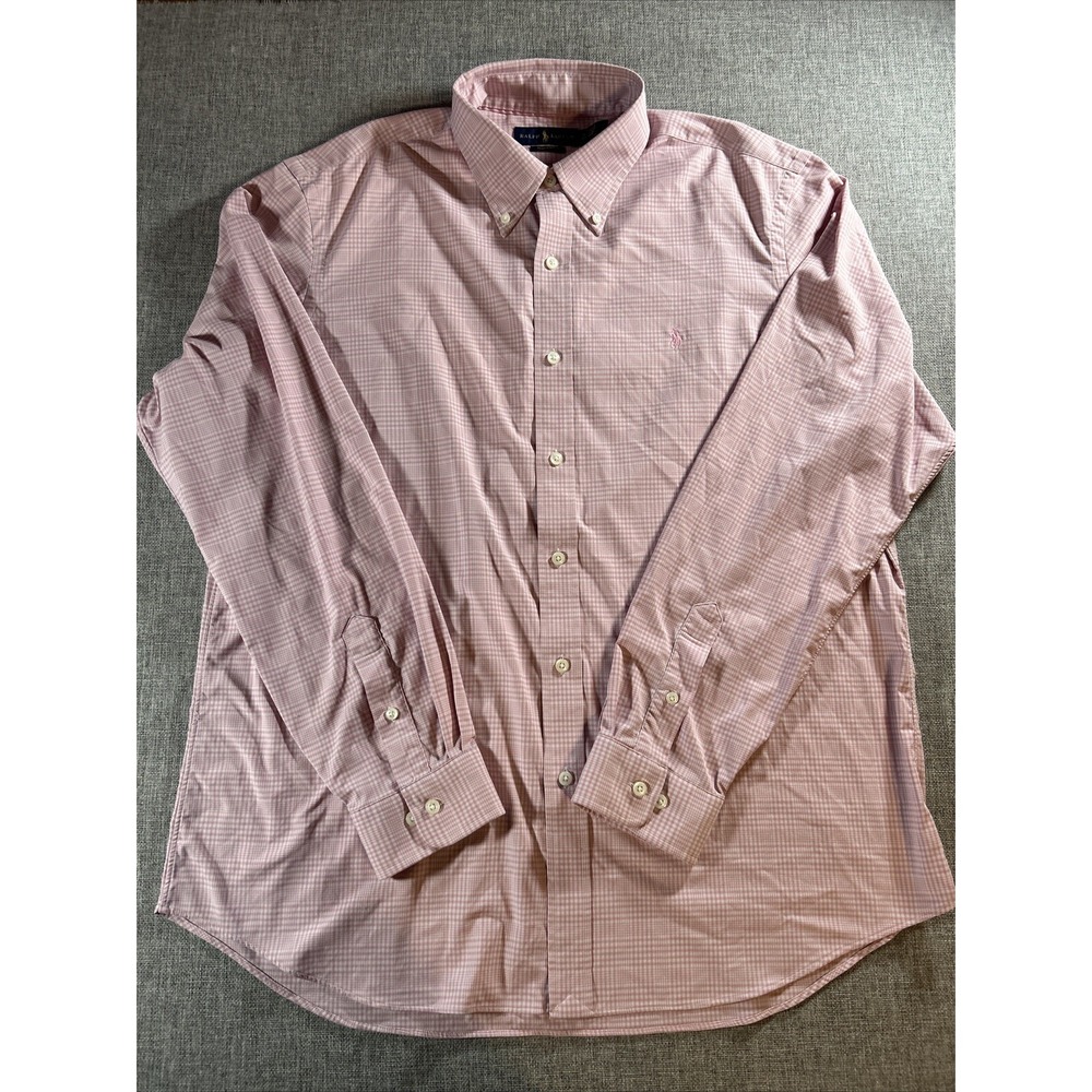 Polo Ralph Lauren Shirt XL Performance Pink LS Button Down Stretch Preppy